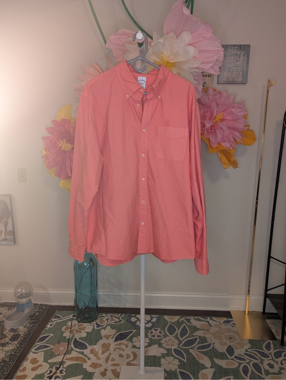 2098 - Brooks Brothers Men's Cotton Button-Down Shirt XL Coral Pink
